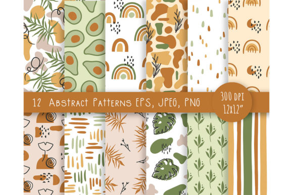 Boho Abstract Floral Patterns Bundle PNG: A Versatile Design Resource