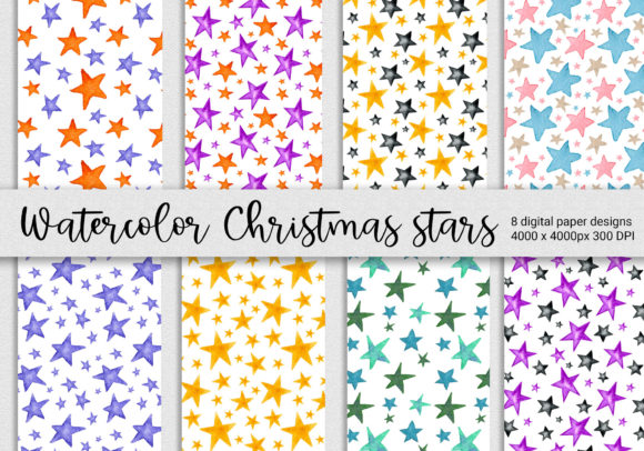 Christmas Stars Digital Papers. Pattern