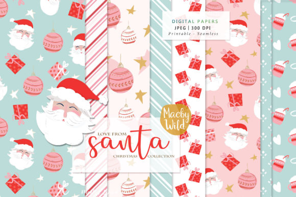Cute Santa Digital Papers for Nostalgic Christmas Projects