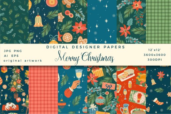 Merry Christmas. Vector Collection of Seamless Patterns