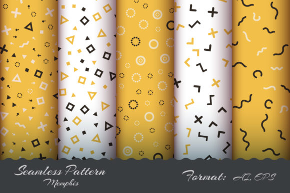 Set Memphis: 5 Seamless Patterns for Creative Freedom