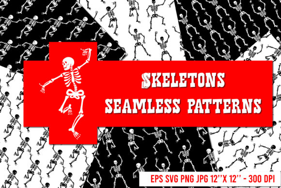 Skeleton Pattern.Skeletons Digital Paper: A Versatile Resource for Creators and Businesses