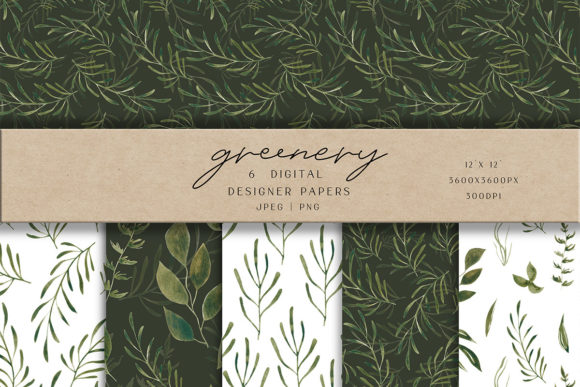 Watercolor Botanical Digital Paper Set