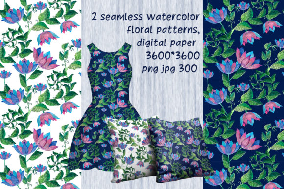 Watercolor Flower Pattern Digital Paper